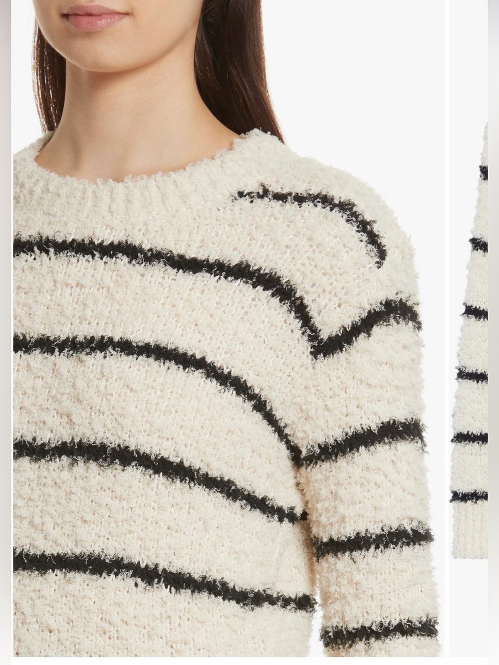 Vince Fuzzy Stripe Crewneck Sweater NWT